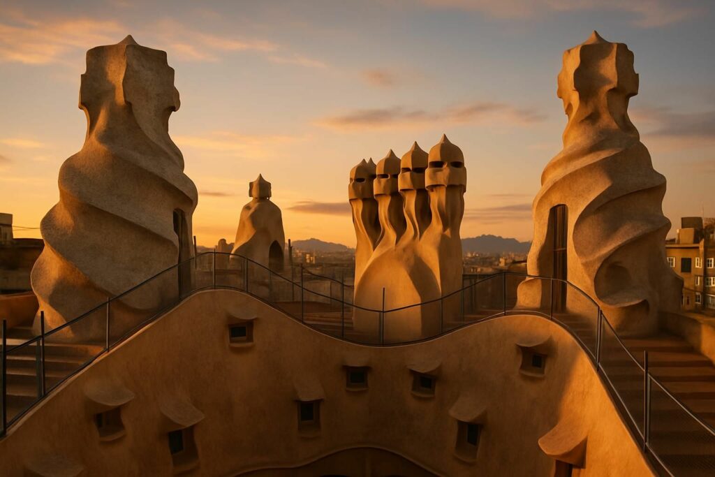 découvrez casa milà, aussi connue sous le nom de la pedrera. réservez vos billets pour une visite inoubliable du toit-terrasse et explorez cette œuvre emblématique de gaudí à barcelone.