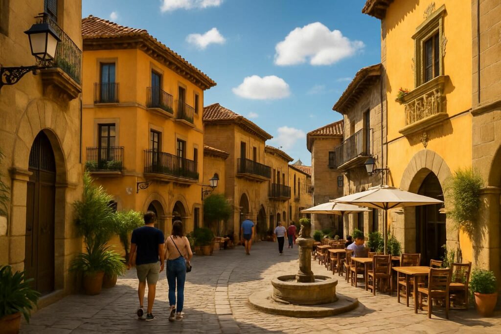 découvrez le poble espanyol, un village typique espagnol situé à montjuïc, barcelone, offrant un voyage culturel à travers l'architecture, l'artisanat et la gastronomie authentiques de l'espagne.